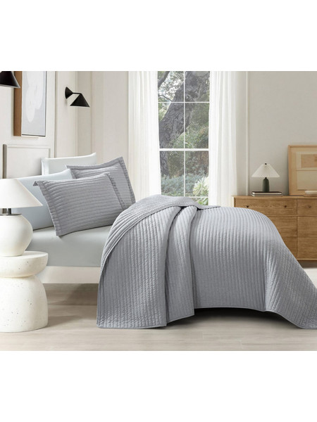 Mabelle (Lt grey) Μαξιλαροθήκες 100% cationic/melange & καπιτονέ κέντημα Μαξ/θήκες 50x70/2τεμ Liolios Home