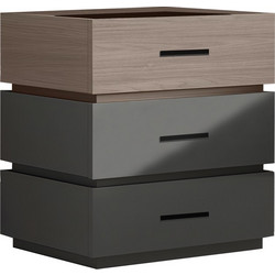 Κομοδίνο Sonlen pakoworld mdf σε sonoma-ανθρακί απόχρωση 60x40x66εκ