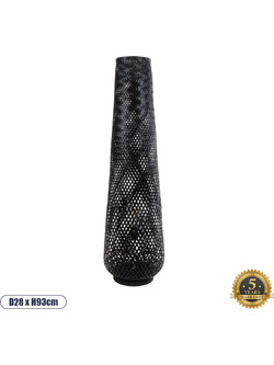 Φωτιστικό MAMIZU Boho επιδαπέδιο 1xE27 με διάσταση Φ28xΥ93cm μαύρο ξύλινο μπαμπού με πλέγμα - LK-02110