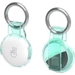 Θήκη σιλικόνης για AirTag με back clip και μπρελόκ Transparent Green
