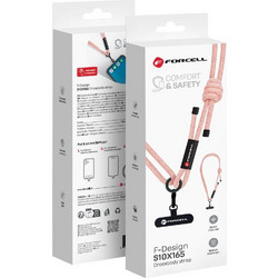 FORCELL F-Design S10X165 Crossbody Phone Lanyard With Adjustable Length (Max 82,5cm In The loop) Pink white