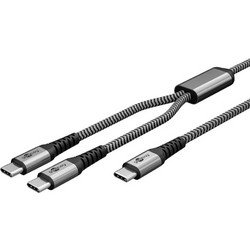Goobay καλώδιο USB-C σε 2x USB-C 60W, 480Mbps, 1.5m, γκρι - (75739)