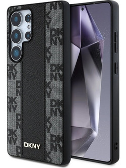 DKNY Leather Checkered Pattern MagSafe Case for Samsung Galaxy S25 Ultra Black