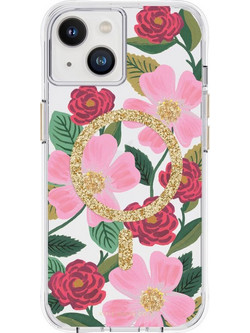 Rifle Paper Clear Magsafe - Case Decorated In Gold For Iphone 14 / Iphone 13 (Rose Garden) - (RP049188)