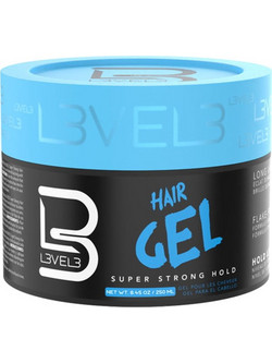 L3VEL3 Barber Super Strong Hair Gel Μαλλιών Ανδρικό για Όγκο & Λάμψη Πολύ Δυνατό Κράτημα 250ml
