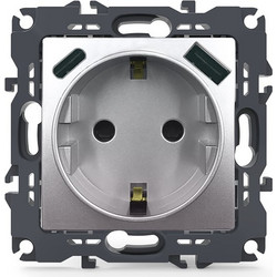 Acaelec Prime Πρίζα Σούκο Ασφαλείας & 2 USB (Type A+C) Ματ Αλουμινίου (1000116403)