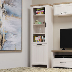 Βιτρίνα Verne Μονόφυλλη 59.7x37.2x191.6 Λευκό-Φυσικός Δρυς