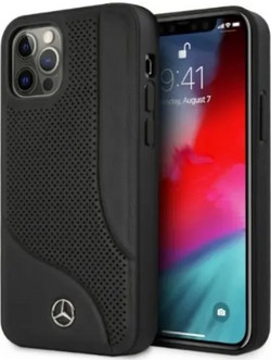 Mercedes-Benz Leather Perforated Area Back Cover Black (iPhone 12 Pro Max)