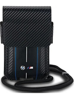 BMW Carbon & Blue Stripe phone bag - black - (BMW000838-0)