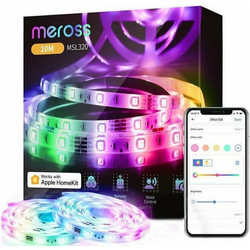 Meross Smart Ταινία LED MSL320 Wi-Fi 12V RGB Φως 2x5m με Τροφοδοτικό & WiFi Controller MSL320HK(EU)-10M
