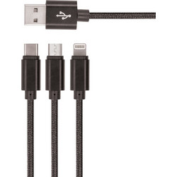 Setty 3in1 Cable Usb - Lightning + USB-C + Microusb 1,0 m 2A KN3W1-01 black