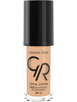 Golden Rose Total Cover 2 In 1 & Concealer 03 Almond Liquid Foundation SPF15 30ml