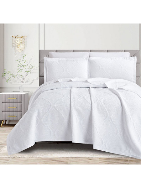 Κουβέρτα Ζακάρ Σετ Arabesk Λευκό Υπέρδιπλη 230 x 245 cm (2) 50 x 70 cm 100% Πολυέστερ Λευκό BOREA