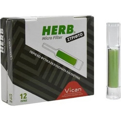 Herb Micro Filter Στριφτό 12 pcs, Φίλτρα Πίπας για Στριφτό Τσιγάρο με 10+ Βότανα, Ένζυμα & Μικροχαλαζία 12 τμχ