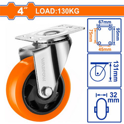 WADFOW ΡΟΔΑ ΠΕΡΙΣΤΡΕΦΟΜΕΝΗ PU Φ-100mm (WJL2342)