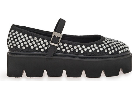 BUFFALO MARY JANE V1198044388N - ΜΑΥΡΟ ΛΕΥΚΟ ΣΤΡΑΣ BUF1620044 DARYA-BLACK/SILVER