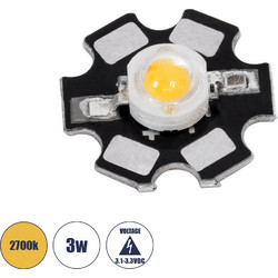 GLOBOSTAR(R) STARCHIP 73744 High Power Star LED 3W 240lm 90 DC 3.2V IP20 Θερμό Λευκό 2700K Dimmable - Sanan Chip - Μ2 x Π2 x Υ0.6cm