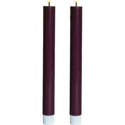 Κεριά Κηροπηγίου Mε Mπαταρία Sille Lacquer Taper Μπορντό Sirius 20 cm (2 τεμάχια)