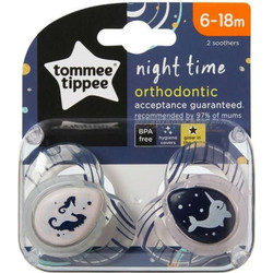 Tommee Tippee Night Time Ορθοδοντικές Πιπίλες Σιλικόνης Νυκτός 6-18m Whales 2τμχ