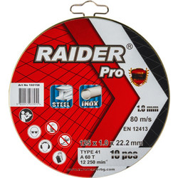 Δίσκος Κοπής INOX A60T 125X1mm 10τεμ. RAIDER