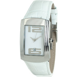 Chronotech Γυναικείο Ρολόι Χρονογράφος με Λευκό Δερμάτινο Λουράκι CT7017M-06