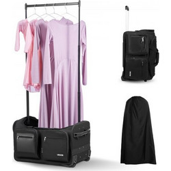 Τσάντα χορού VEVOR με ράφι ενδυμάτων, 584,2 mm Rolling Dance Duffel, με ρόδες, θύρα USB, ράφι ρούχων με ρυθμιζόμενο ύψος, κουρτίνα προστασίας απορρήτου, Ιδανικό για ταξίδια και αγώνες, Μαύρο ματ