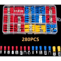 280PCS Wire Connector Kit - Μονωμένα Αρσενικά/Θηλυκά Τερματικά Crimp Spade, Ring, Fork, Butt Ηλεκτρικές Συνδέσεις