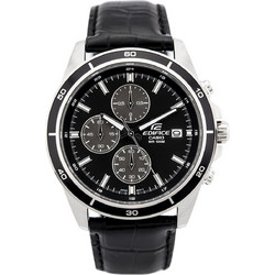 Casio Edifice Ανδρικό Ρολόι Χρονογράφος με Ασημί Δερμάτινο Λουράκι EFR-526L-1AVUEF