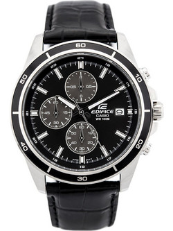 Casio Edifice Ανδρικό Ρολόι Χρονογράφος με Ασημί Δερμάτινο Λουράκι EFR-526L-1AVUEF