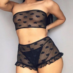 Women Sexy Mesh Heart-Shaped Lingerie Set