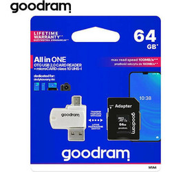 GoodRam M14A microSDXC 64GB Class 10 U1 UHS-I + Adapter + OTG