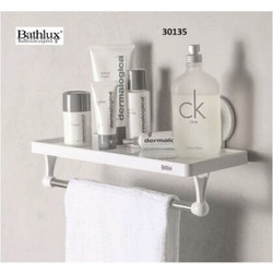 Bathlux 30135 Επιτοίχια Ραφιέρα Μπάνιου Πλαστική με 1 Ράφι και Βεντούζες 32x11.7x13.9cm