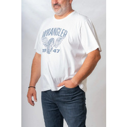 T-SHIRT Κ/Μ WRANGLER ΣΤΑΜΠΩΤΟ ΒΑΜΒΑΚΕΡΟ. - ΑΣΠΡΟ