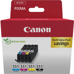 Canon CLI-551 B/C/M/Y Photo Value Pack 4 Μελανιών Εκτυπωτή Inkjet 6508B005