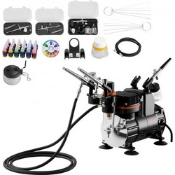 VEVOR Σετ Αερογράφου με Κομπρεσέρ 1/6 HP και 3 Αερογράφους με Ανταλλακτικά Tips Βαφής JCBTZW3OGWQG0YCRO001V2