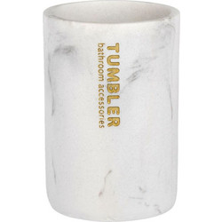 Θήκη Οδοντόβουρτσας Polyresin Λευκή Marble O7.5x11cm