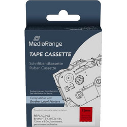 Ετικέτες Γενικής Χρήσης Mediarange Brother TZ-431/TZe-431, 12mm, 8m, Laminated and Permanent Adhesive, Black on Red) Μαύρο σε κόκκινο φόντο