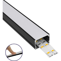 GLOBOSTAR(R) ALP-LINEAR VEXTA 70825-3M Επιφανειακό Προφίλ Αλουμινίου με Λευκό Γαλακτερό Πατητό Κάλυμμα για Ταινίες LED IP20 - Μαύρο & Λευκό - Μ300 x Π3 x Υ2cm - Πακέτο 5 Τεμαχίων