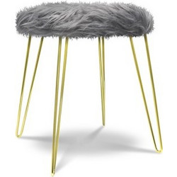 Σκαμπό με Γουνάκι 43x45cm Grey HS-SL05EG