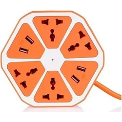 Πολύπριζο σε σχήμα φρούτου USB hexagon Socket Jiageng JG23192 - πορτοκαλί