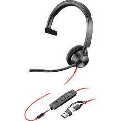 Headset Poly Blackwire 3315 (8X217AA) Mono, USB, Type-C, 3.5mm, Microsoft Teams Certified - Black 8X217AA