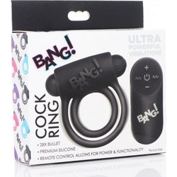 Bang! Remote Control Vibrating Cock Ring & Bullet Ελαστικό Δαχτυλίδι Πέους Σιλικόνης με Δόνηση Μαύρο
