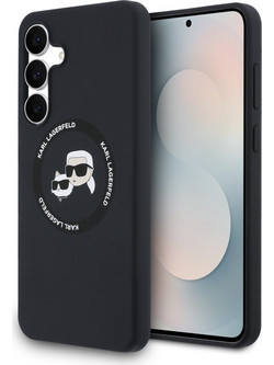 Karl Lagerfeld Silicone Karl & Choupette Heads MagSafe Back Cover Black (Samsung Galaxy S25 FE)