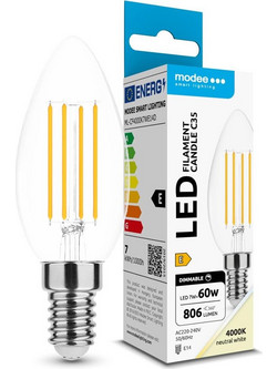 Modee LED Λάμπα Filament Κερί C35 7W E14 4000K 806lm Dimmable ERP