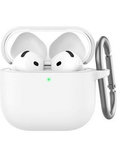 Θήκη Σιλικόνης AhaStyle WG163 Apple AirPods 4 Premium με Γάντζο Λευκό N66881