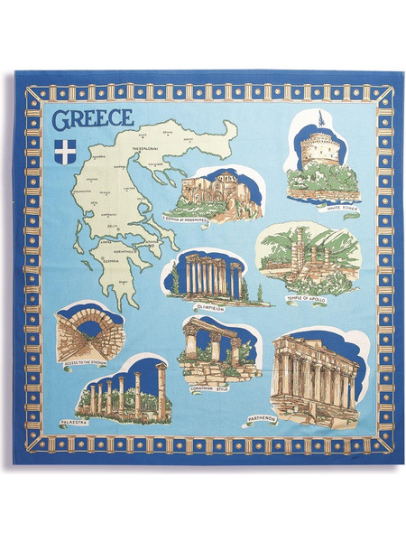 Τραπεζομάντηλο Ελλάδα 130X130 Blue 100% Cotton Dimcol