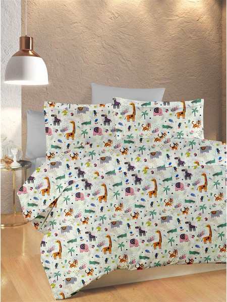 ΠΑΠΛΩΜΑΤΟΘΗΚΗ ΕΜΠΡΙΜΕ kids Zoo 556 160X240 White-Multi 100% Cotton Dimcol
