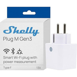 Shelly Plug M Gen3 - Wi-Fi + Bluetooth, Matter-compatible smart plug with energy monitoring, white