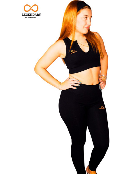 LEGENDARY PREMIUM YOGA ΣΕΤ BRA & LEGGINGS ΜΑΚΡΙΑ ΤΕΧΝΟΛΟΓΙΑ FLEXYOGA ΜΑΥΡΟ - Μαύρο