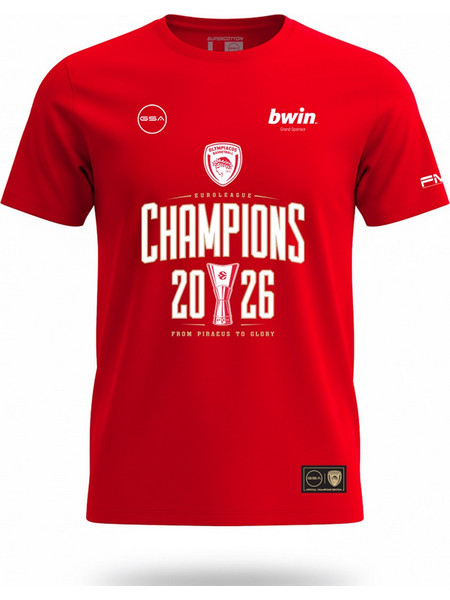 GSA Olympiacos B.C. Official T-Shirt Euroleague Champions 2026 GT42554